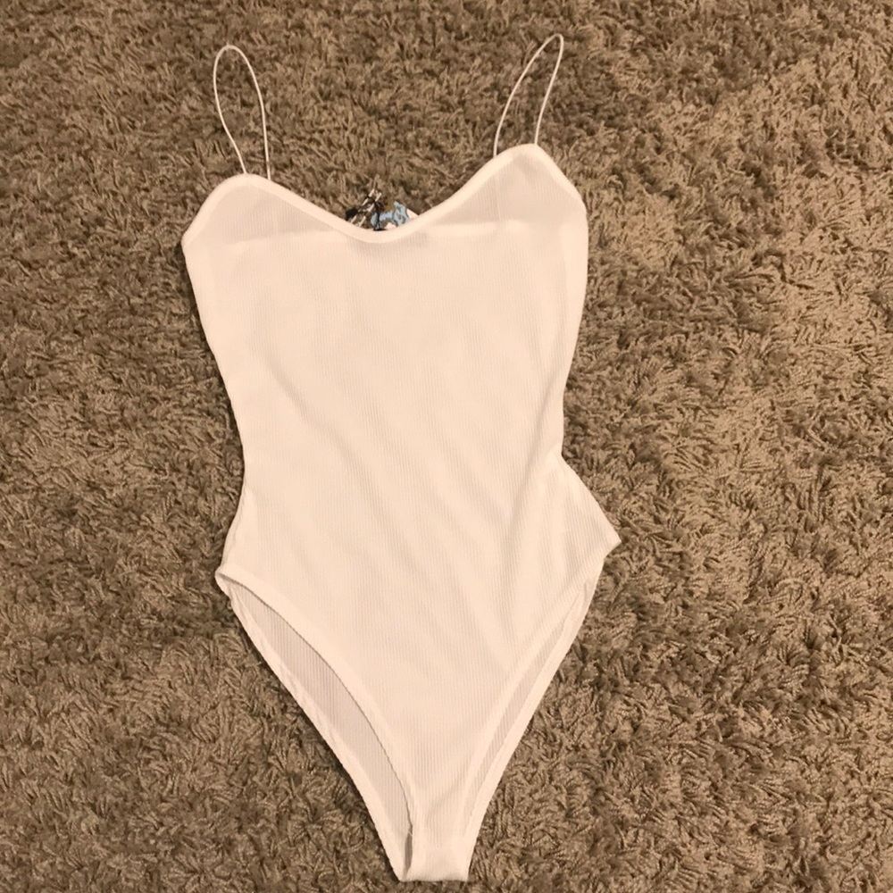 white ribbed bodysuit